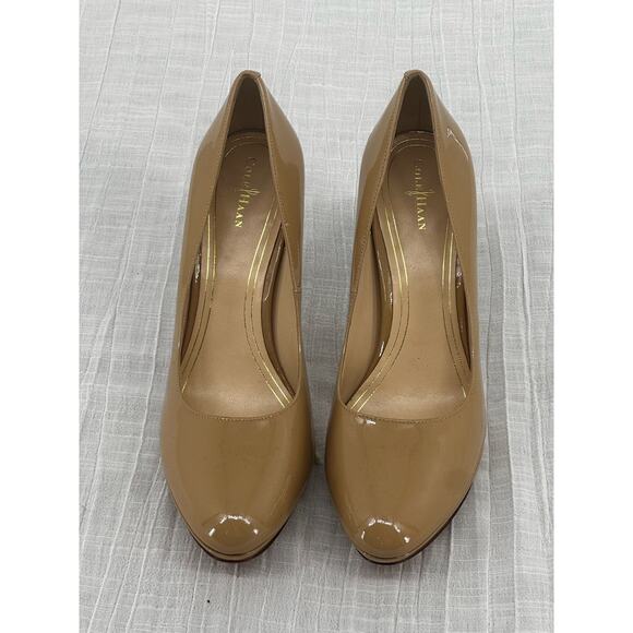 Cole Haan Nike Shoes - Cole Haan Nike Air Platform Pumps/Heels Patent Leather Tan 4" Slip Resistant